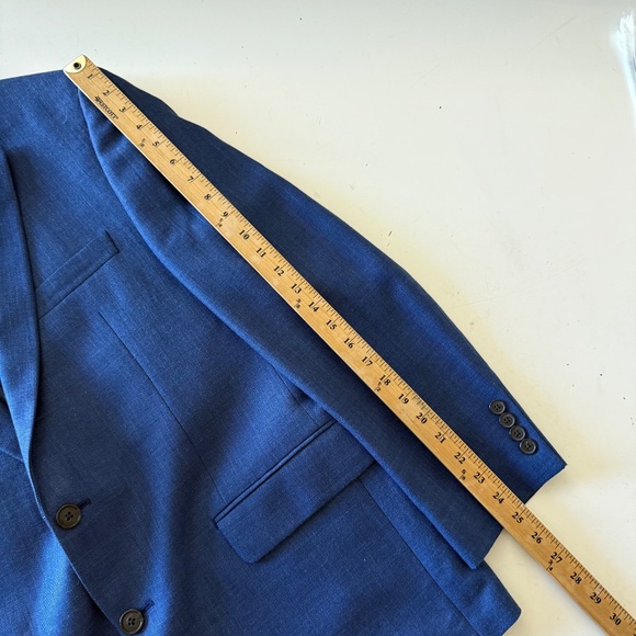Lauren Ralph Lauren Black Label Linen Blend Cobalt Blazer Suit Jacket Mens 42R - Picture 7 of 12